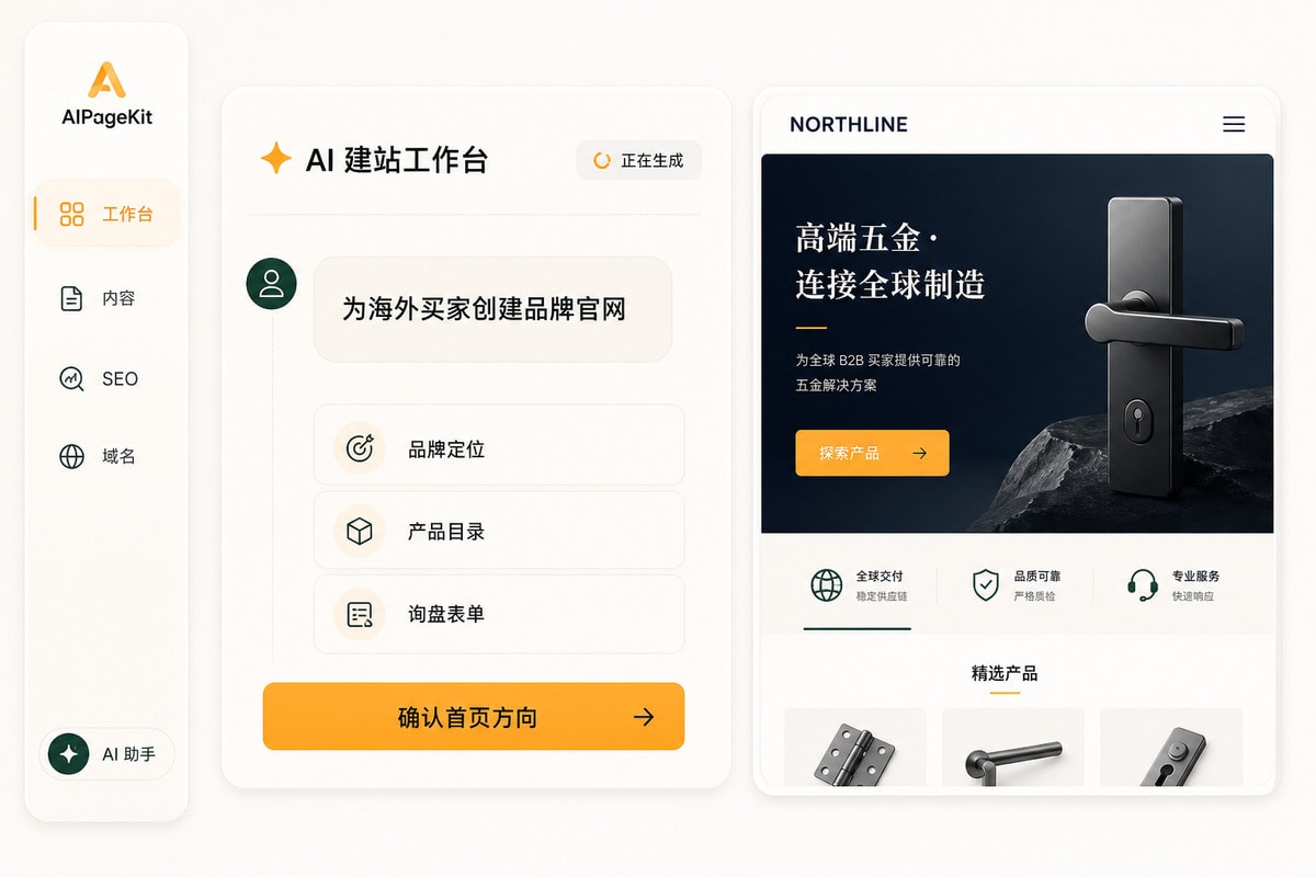 AI 全自动独立站（AIPageKit）产品界面