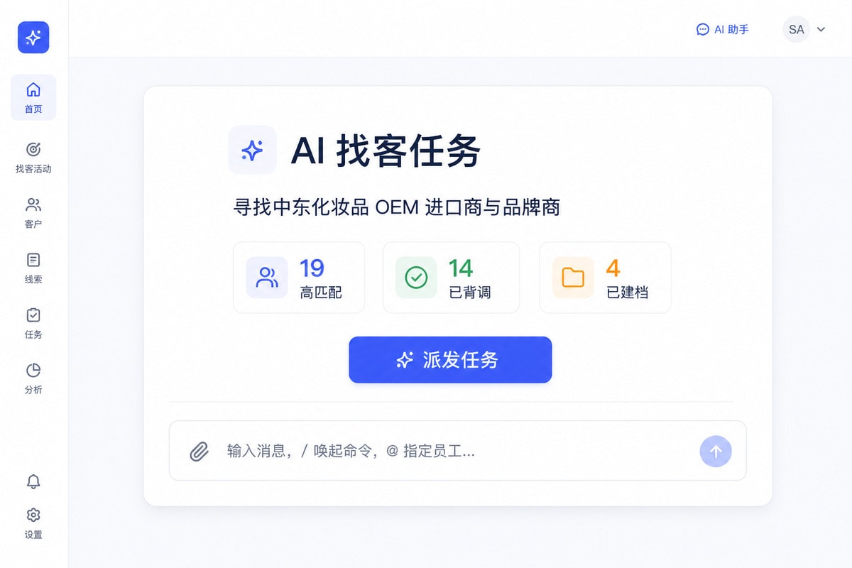 AI 外贸获客（Nexlead）产品界面